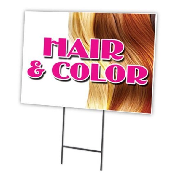 Signmission Hair & Color Yard Sign & Stake outdoor plastic coroplast window, C-2436 Hair & Color C-2436 Hair & Color